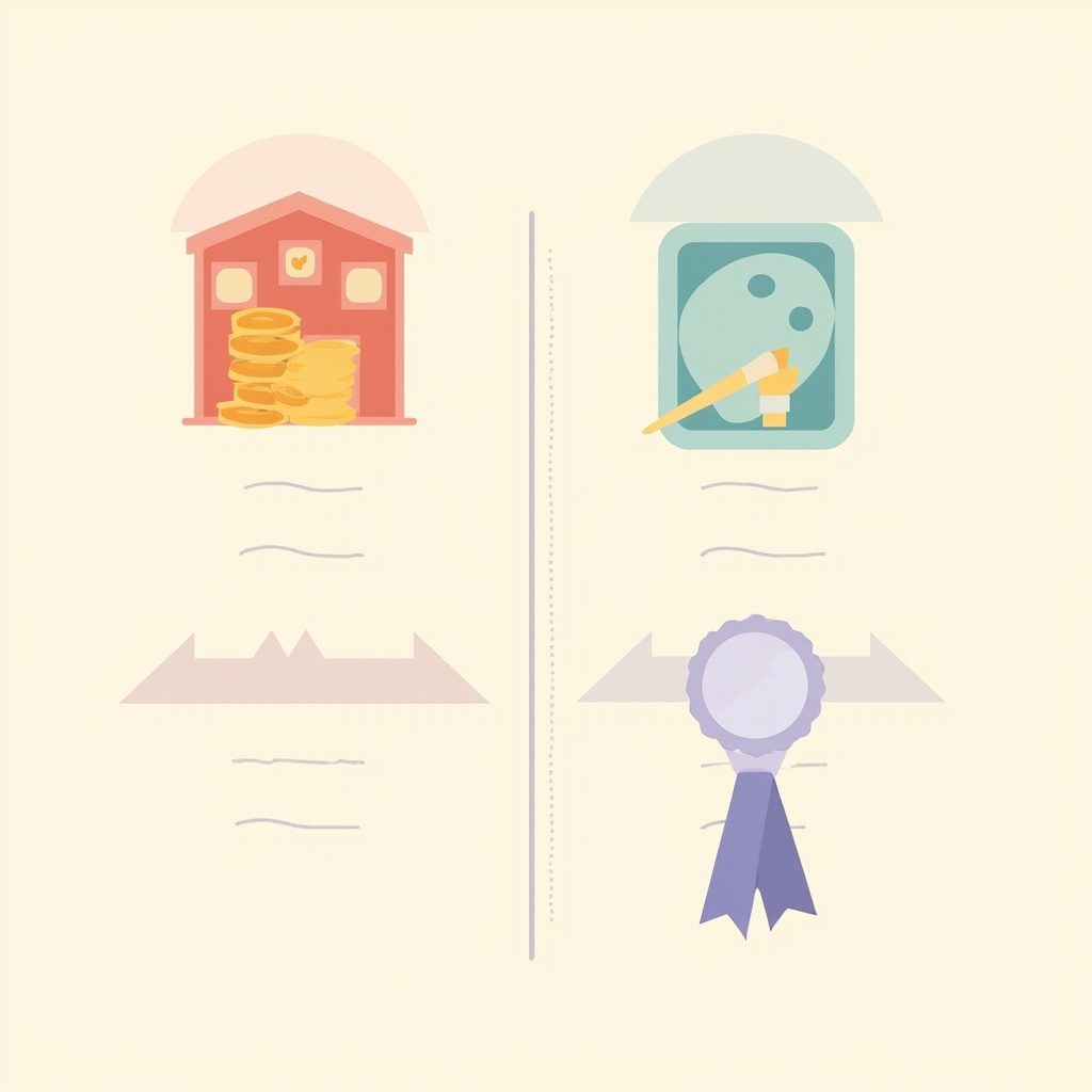 Comparison graphic contrasting art school aid and portfolio awards