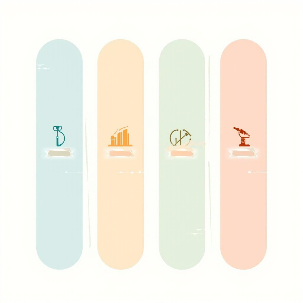 Four discipline icons: nursing, architecture, business, and biology scholarships