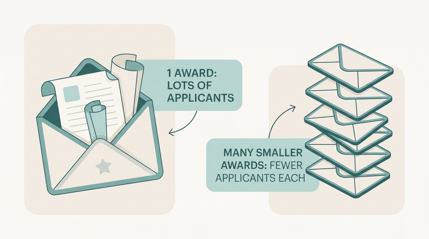 Comparison of one large award versus many smaller awards on applicant pools